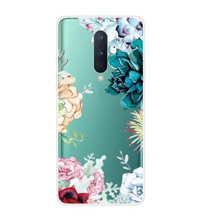 For OnePlus 8 Shockproof Painted Transparent TPU Protective Case(Gem Flower)