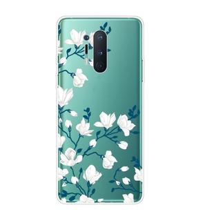 For OnePlus 8 Pro Shockproof Painted Transparent TPU Protective Case(Magnolia Flower)