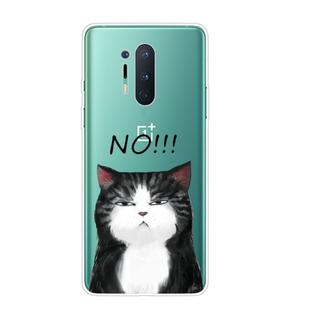For OnePlus 8 Pro Shockproof Painted Transparent TPU Protective Case(No Cat)