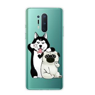 For OnePlus 8 Pro Shockproof Painted Transparent TPU Protective Case(Selfie Dog)