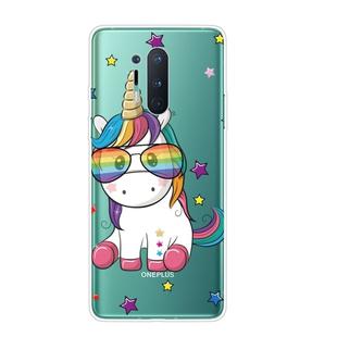 For OnePlus 8 Pro Shockproof Painted Transparent TPU Protective Case(Eye Unicorn)
