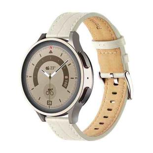 For Coros Pace 2/Coros Apex 42mm Universal Grooved Genuine Leather Watch Band(Beige White)