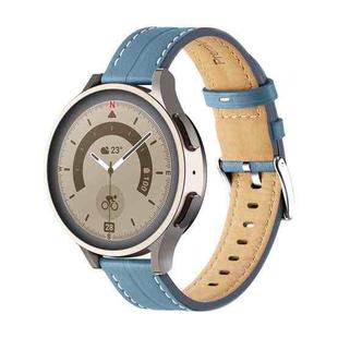 For Realme Watch 3/Amazfit GTR4/4 Pro Universal Grooved Genuine Leather Watch Band(Blue)