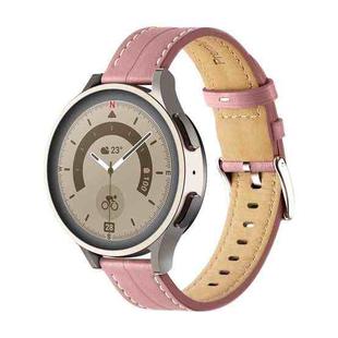 For Realme Watch 3/Amazfit GTR4/4 Pro Universal Grooved Genuine Leather Watch Band(Dark Pink)