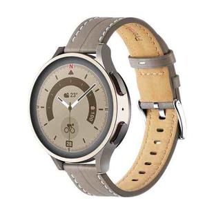 For Realme Watch 3/Amazfit GTR4/4 Pro Universal Grooved Genuine Leather Watch Band(Grey)