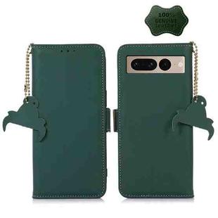 For Google Pixel 7 Pro Genuine Leather Magnetic RFID Leather Phone Case(Green)