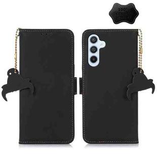 For Samsung Galaxy S22+ 5G Genuine Leather Magnetic RFID Leather Phone Case(Black)