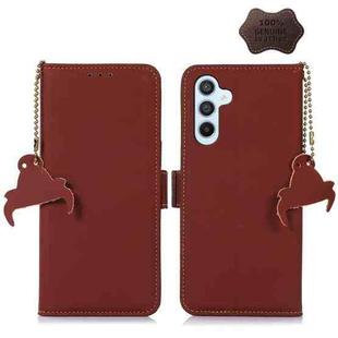 For Samsung Galaxy S22+ 5G Genuine Leather Magnetic RFID Leather Phone Case(Coffee)