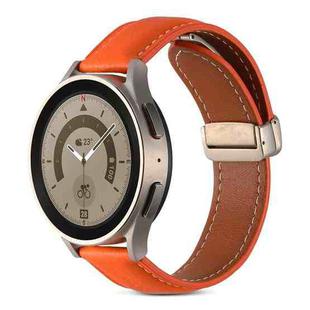 For Coros Pace 2/Coros Apex 42mm Universal Folding Buckle Genuine Leather Watch Band(Orange)