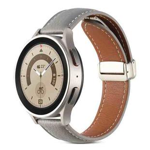 For Realme Watch 3/Amazfit GTR4/4 Pro Universal Folding Buckle Genuine Leather Watch Band(Grey)