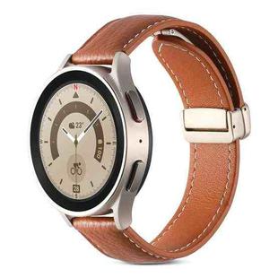 For Realme Watch 3/Amazfit GTR4/4 Pro Universal Folding Buckle Genuine Leather Watch Band(Brown)