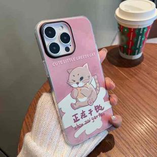 For iPhone 14 IMD Pattern TPU Phone Case(Pink Greedy Cat)