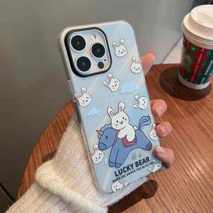 For iPhone 13 Pro Max IMD Pattern TPU Phone Case(Blue Rabbit)