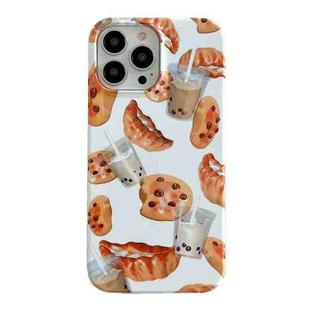 For iPhone 14 2 in 1 Detachable Painted Pattern Phone Case(Milk Tea Bread)