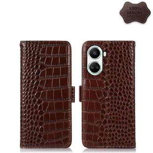 For Huawei nova 10 SE Crocodile Top Layer Cowhide Leather Phone Case(Brown)