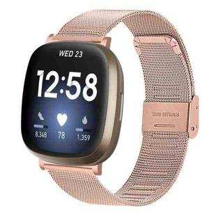 For Fitbit Versa 3 / Sense Milan Buckle Metal Watch Band(Rose Gold)