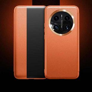 For Huawei Mate 50 Pro Skin Feel Leather Shockproof Phone Case(Orange)