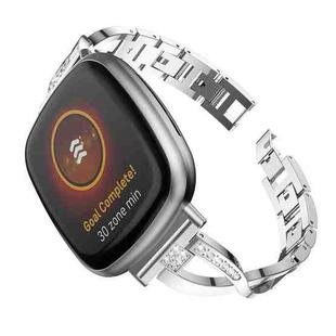 For Fitbit Versa 3 / Sense Universal  Diamond Metal Watch Band(Silver)