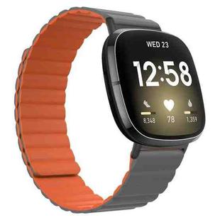 For Fitbit Versa 3 / Sense Universal Magnetic Silicone Watch Band(Grey Orange)