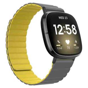 For Fitbit Versa 3 / Sense Universal Magnetic Silicone Watch Band(Grey Yellow)