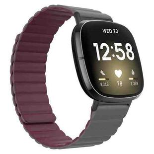 For Fitbit Versa 3 / Sense Universal Magnetic Silicone Watch Band(Grey Wine Red)