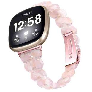 For Fitbit Versa 3 / Sense Universal Rhombus Resin Watch Band(Pink Flower)