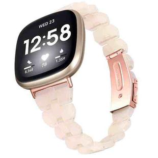 For Fitbit Versa 3 / Sense Universal Rhombus Resin Watch Band(Mermaid Pink)