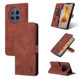 For Huawei Mate 50 Pro AZNS Skin Feel Calf Texture Flip Leather Phone Case(Brown)