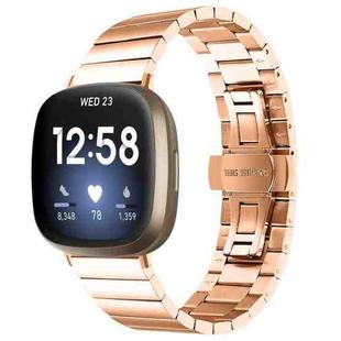 For Fitbit Versa 3 / Sense Universal Butterfly Buckle Metal Watch Band(Rose Gold)