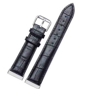 For Fitbit Versa 3 / Sense Universal Crocodile Texture Genuine Leather Watch Band(Black)