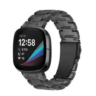 For Fitbit Versa 3 / Sense Universal Resin Watch Band(Transparent Black)