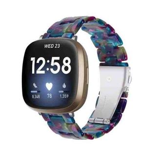 For Fitbit Versa 3 / Sense Universal Resin Watch Band(Purple Green Flower)