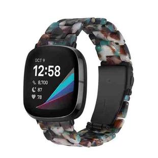 For Fitbit Versa 3 / Sense Universal Resin Watch Band(Blue Flower)