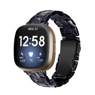 For Fitbit Versa 4 / Sense 2 Universal Resin Watch Band(Black Flower)