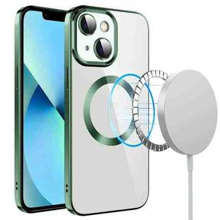 For iPhone 14 Electroplating MagSafe TPU Phone Case with Lens Film(Green)