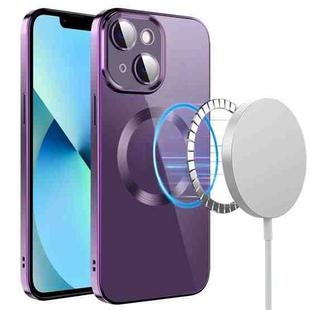 For iPhone 14 Electroplating MagSafe TPU Phone Case with Lens Film(Deep Purple)