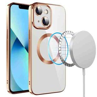 For iPhone 14 Plus Electroplating MagSafe TPU Phone Case with Lens Film(Gold)