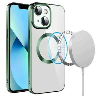 For iPhone 14 Plus Electroplating MagSafe TPU Phone Case with Lens Film(Green)