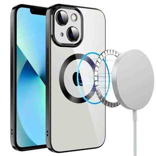 For iPhone 13 Electroplating MagSafe TPU Phone Case with Lens Film(Black)