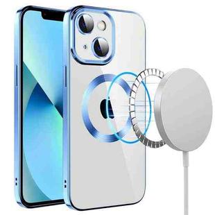 For iPhone 13 Electroplating MagSafe TPU Phone Case with Lens Film(Sierra Blue)