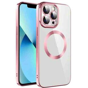 For iPhone 12 Pro Max Electroplating MagSafe TPU Phone Case with Lens Film(Pink)