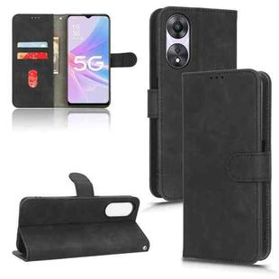 For OPPO A58 5G Skin Feel Magnetic Flip Leather Phone Case(Black)