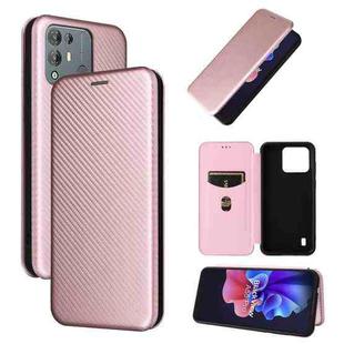 For Blackview A55 Pro Carbon Fiber Texture Horizontal Flip PU Phone Case(Pink)