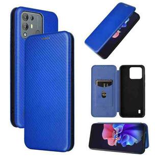 For Blackview A55 Pro Carbon Fiber Texture Horizontal Flip PU Phone Case(Blue)