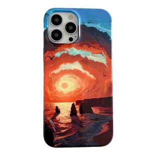 For iPhone 12 Pro Max 2 in 1 Detachable Oil Painting Sea Pattern Phone Case(Red)