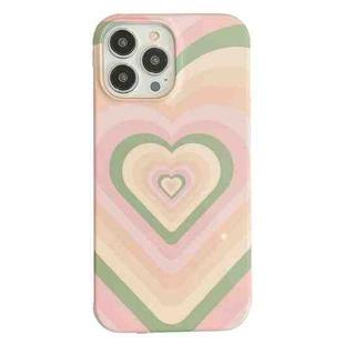 For iPhone 14 Pro Max 2 in 1 Detachable Love Pattern Phone Case(Pink Green)