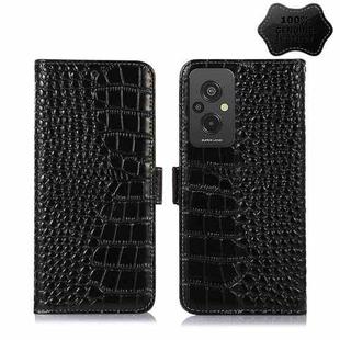 For Xiaomi Redmi 11 Prime 4G Magnetic Crocodile Texture Genuine Leather RFID Phone Case(Black)