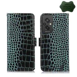 For Xiaomi Redmi 11 Prime 4G Magnetic Crocodile Texture Genuine Leather RFID Phone Case(Green)