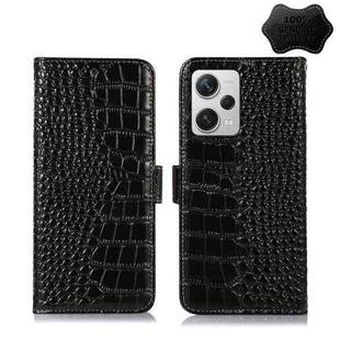 For Xiaomi Redmi Note 12 Pro+ China Magnetic Crocodile Texture Genuine Leather RFID Phone Case(Black)