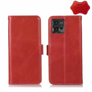 For Motorola Moto G72 Magnetic Crazy Horse Texture Genuine Leather RFID Phone Case(Red)